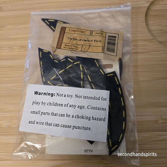 Longaberger Black Felt Pumpkin Jack o Lantern Face Tie On 24038 - Picture 2 of 4